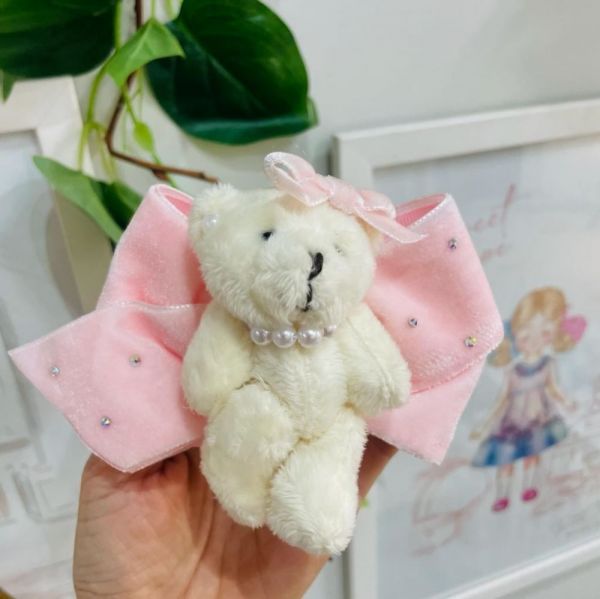 Conjunto Bebê Menina Urso Laço Branco/Rosa