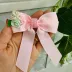 Laço Infantil Euro Baby Kids Rosa Claro Gorgurão Bordado Mini Pérolas Rosas
