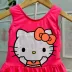 Maiô Infantil Momi Pink Neon Hello Kitty Decote Costas Babado