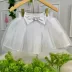 Saia Infantil Yoyo Branca Tule Cinta Strass