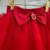 Saia Infantil Yoyo Vermelho Tule Cinta Strass