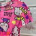 Vestido Saída de Praia Momi Rosa Hello Kitty Corações Neons Manga Babado 