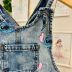 Salopete Infantil Momi Jeans Stitch Bolso Frontal Estampa Stitch