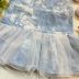 Salopete Infantil Petit Cherie Sarja Tie Dye Tule Brilho e Mini Pérolas