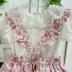 Salopete Infantil Roana Rose Estampa Floral com Body Off-White Renda Bordado Mini-Perolas e Flores 