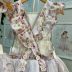 Salopete Infantil Yoyo Off White Floral Menina Manga Bufante Strass Sobrep.Tule Laço