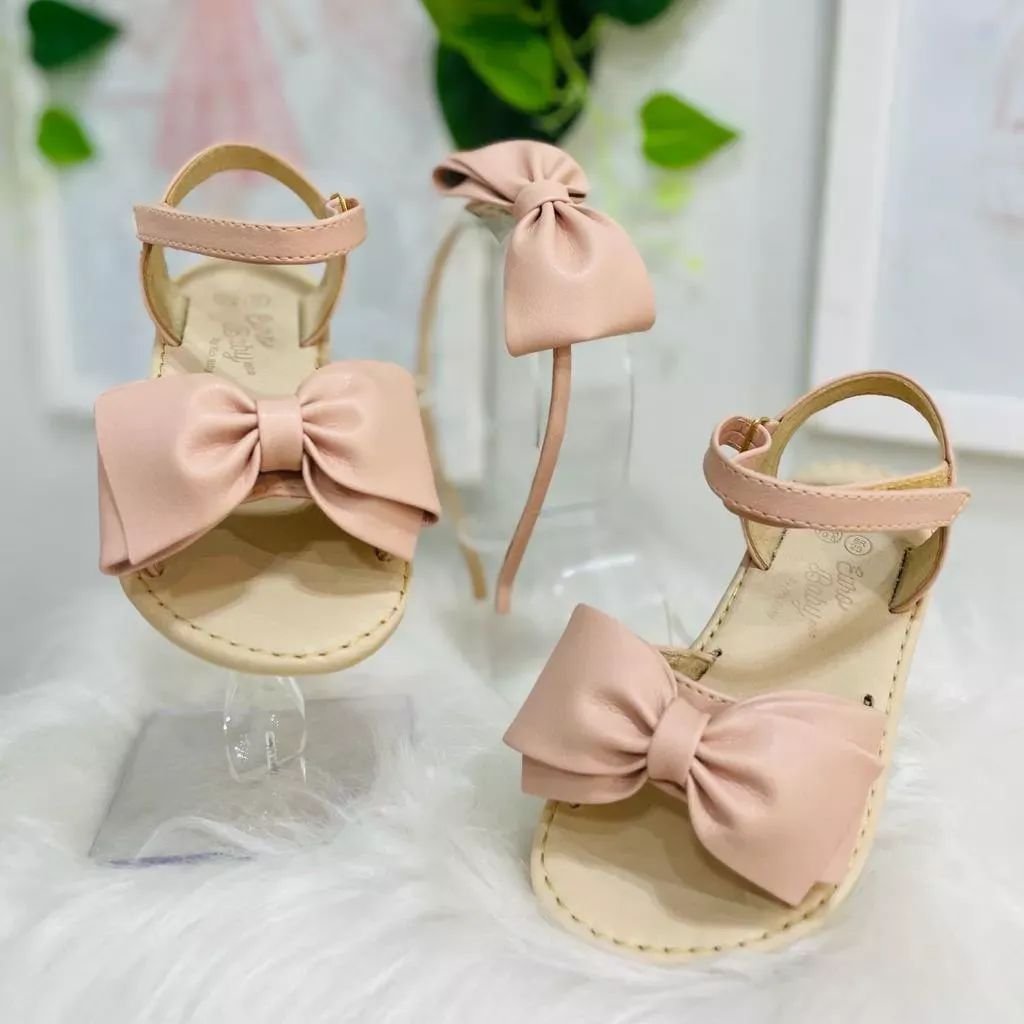 Sandália Infantil de Couro Legítimo Rosé Euro Baby