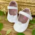 Sapatilha Infantil Verniz Off White Laço Pérolas Euro Baby