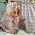 Short Infantil Yoyo Off White Xadrez Rosa Fusquinha Rosa 