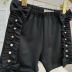 Short Infantil Yoyo Preto Liso Strass Pérolas Laço