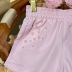 Short Infantil Yoyo Rosa Claro Pérolas Laços