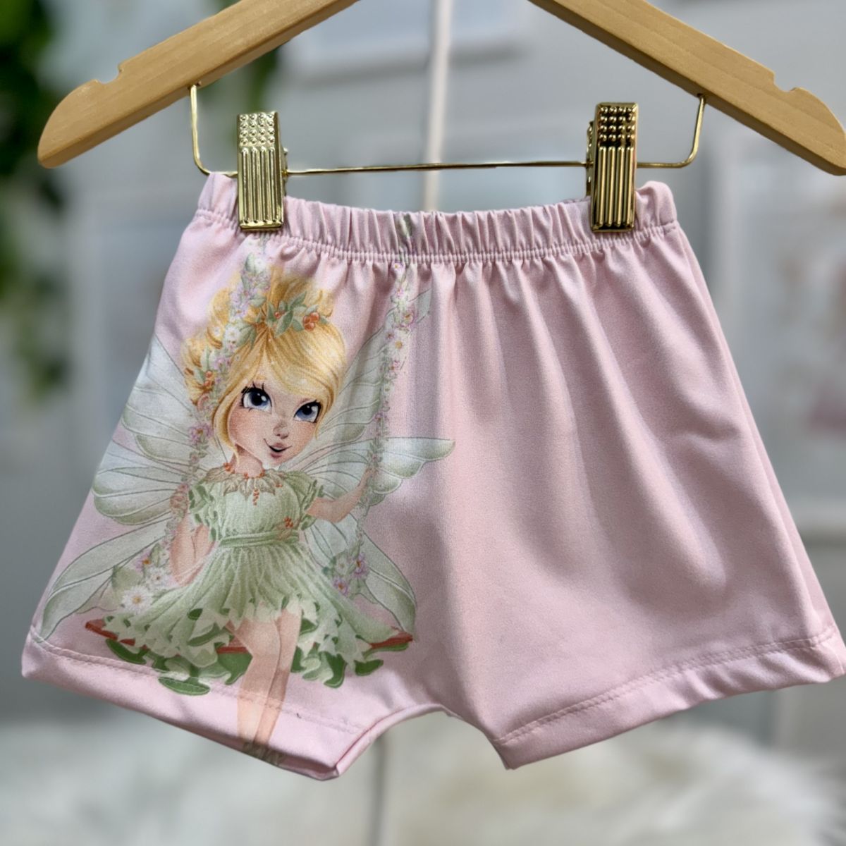 Short Infantil Yoyo Rosa Sininho Verde 