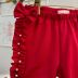 Short Infantil Yoyo Vermelho Liso Strass Pérolas Laço