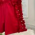 Short Infantil Yoyo Vermelho Liso Strass Pérolas Laço