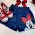 Shorts Infantil Feminino Animê Disney Minnie Jeans Escuro