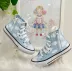 Tênis Infantil Converse All Star Azul Claro Cano Alto Ilustração de Nuvens 