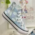 Tênis Infantil Converse All Star Azul Claro Cano Alto Ilustração de Nuvens 