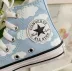 Tênis Infantil Converse All Star Azul Claro Cano Alto Ilustração de Nuvens 