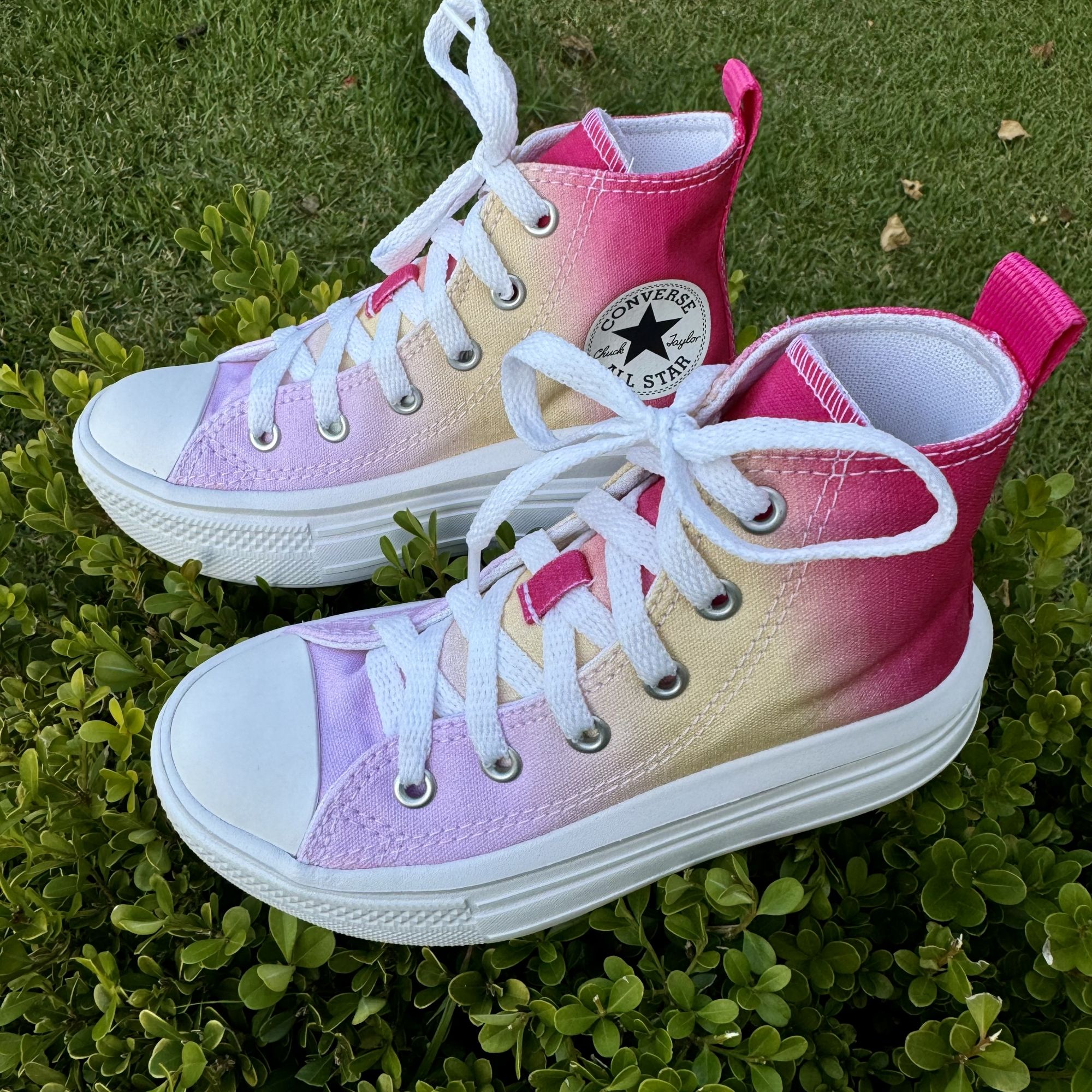 Tenis Infantil All Star Plataforma Tie Dye Fucsia Amarelo e Rosa na EuroBabyKids