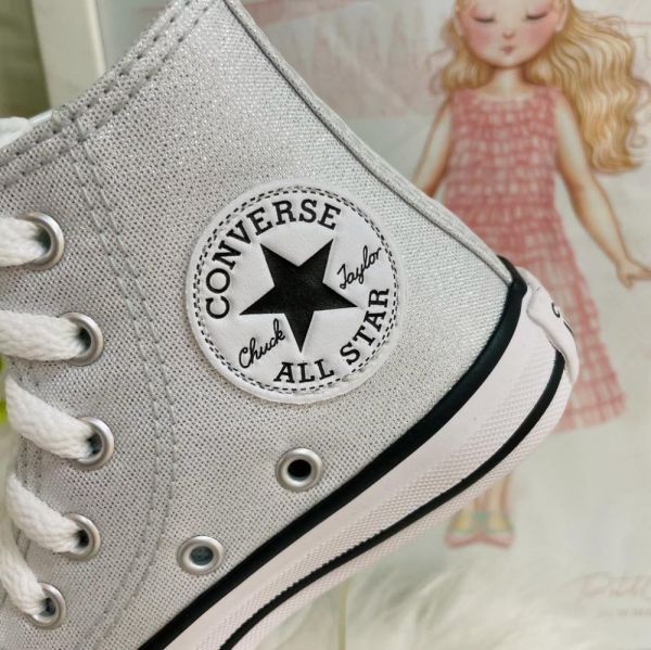 Tênis Infantil Converse All Star Cano Alto Rosa com Glitter na EuroBabyKids