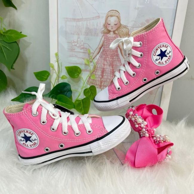 Tênis Infantil Converse All Star Cano Alto Rosa Clássico