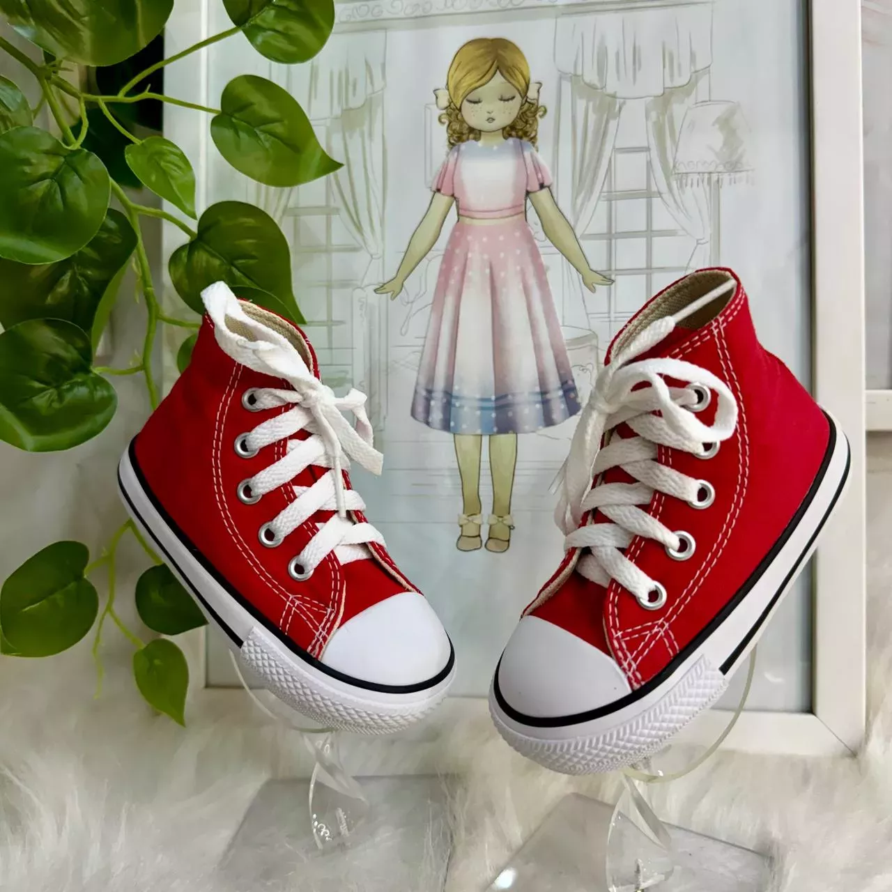 Tênis Infantil Converse All-Star Cano Alto Vermelho Clássico