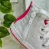 Tênis Infantil Converse All-Star Prata Detalhes Rosa Neon Cano Alto Zíper Lateral