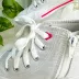 Tênis Infantil Converse All-Star Prata Detalhes Rosa Neon Cano Alto Zíper Lateral