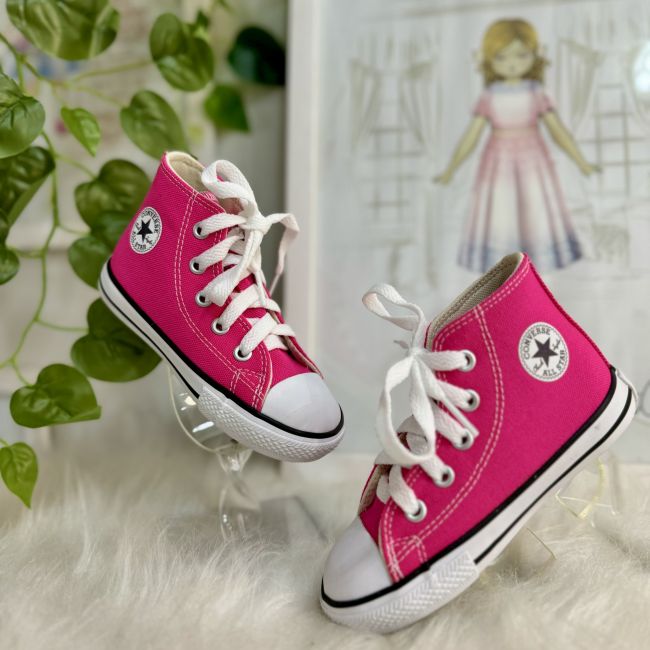 Tênis Infantil Converse All-Star Rosa Neon Clássico Cano Alto