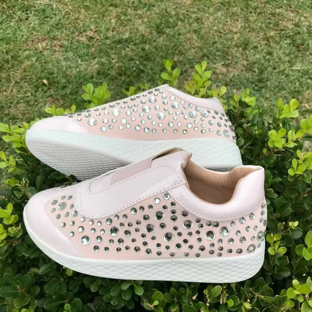 Tênis Infantil Rosa Claro com Strass Casual Princess Euro Baby