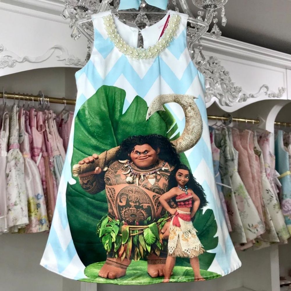 Vestido Trapézio Moana Bebê 2 Anos - PopKids Store Moda Infantil