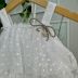 Vestido Festa Infantil Bambollina Branco Sobrep. Tule Camada Alça Fina Aplicação Laço Strass Estrela