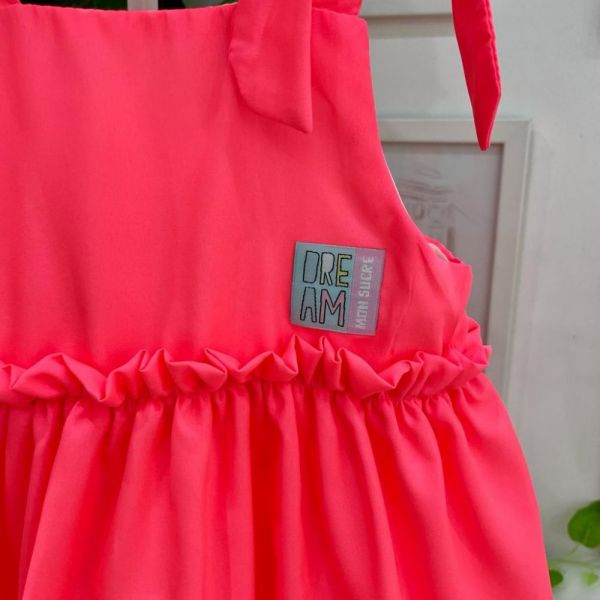 Vestido Infantil com Um Ombro Só e Abertura Xadrez Mon Sucré na