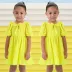 Vestido Infantil Amarelo Neon com Mangas Babado Mon Sucré