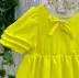 Vestido Infantil Amarelo Neon com Mangas Babado Mon Sucré