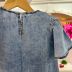 Vestido Infantil Animê Azul Jeans Minnie Disney Jeans Manga Borboleta Strass