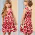 Vestido Infantil Animê Off White Estampa Floral Vermelha Joaninha Ombros Flutuantes