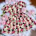 Vestido Infantil Animê Off White Pink Minnie Petit Aplique Strass