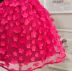 Vestido Infantil Animê Pink Sobrep. Tule Flores Bordadas 3D