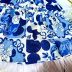 Vestido Infantil Animê Tons De Azul Minnie Azulejos Renda Aplique Strass Disney