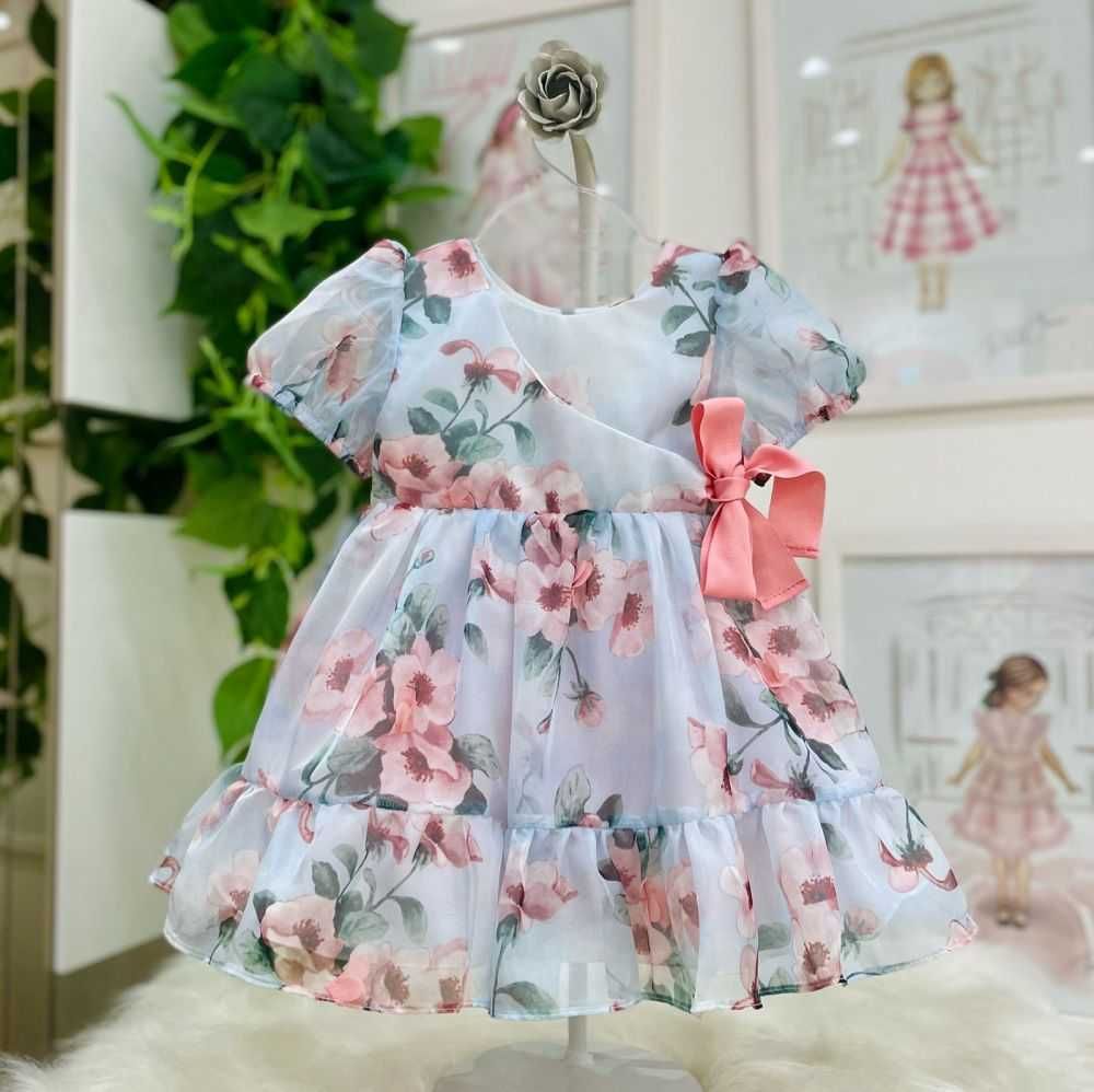 Vestido Infantil Princesa Laçinho Flores