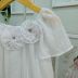 Vestido Infantil Bambollina Off White Chiffon Diamante Pedrarias