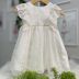 Vestido Infantil Bambollina Off White Manga Borboleta Venice Bordado Floral Zíper