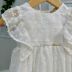 Vestido Infantil Bambollina Off White Manga Borboleta Venice Bordado Floral Zíper