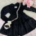 Vestido Infantil Bambollina Preto Plush Manga Princesa