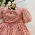 Vestido Infantil Bambollina Rosé Escuro Sobrep. POA Coração Strass