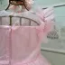 Vestido Infantil de Festa em Tule Rosa com Babados e Laço na Cintura Petit Cherie