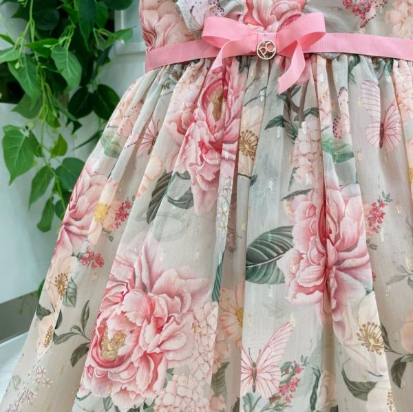 Vestido Infantil Princesa Barrado Moldura Floral Rosa Petit Cherie na  EuroBabyKids