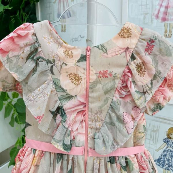 Vestido Infantil Princesa Barrado Moldura Floral Rosa Petit Cherie na  EuroBabyKids