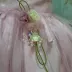 Vestido Infantil de Festa Luxo Kopela Rosa Manga Fru Fru Saia Tule Camadas e Broche Flor